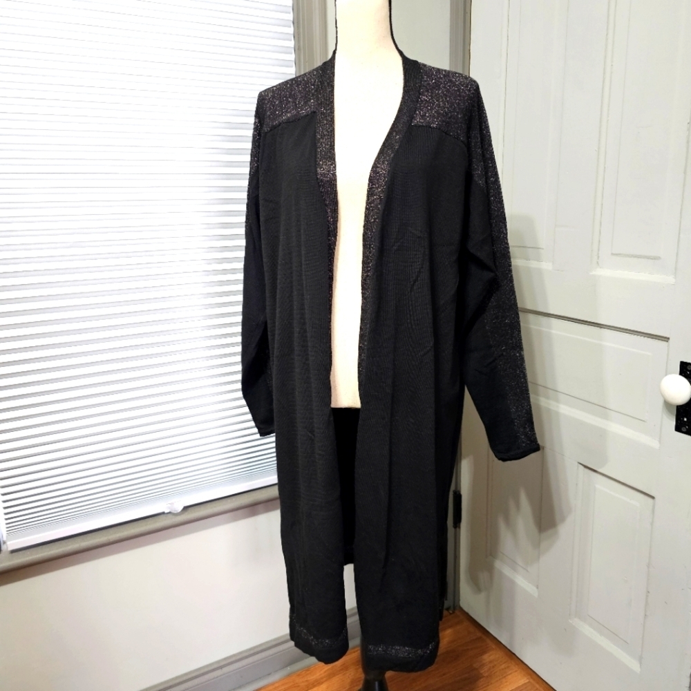 Lane Bryant Elegant Black Long Duster Cardigan